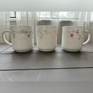 Arcopal France Odessa Flower Bloom Ceramic Coffee Mug Set of 3